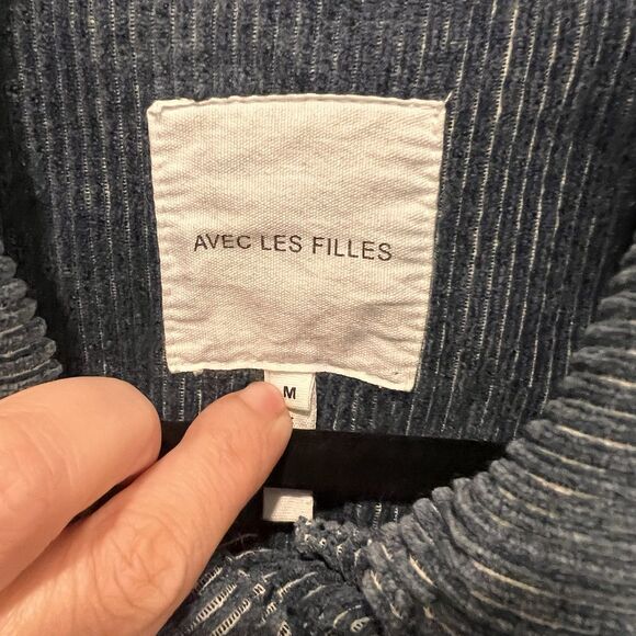 Avec Les Filles Women’s Cropped Corduroy Jacket Sz M Blue Casual School Preppy - Picture 2 of 7